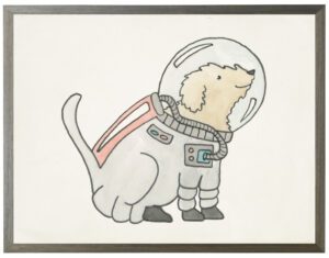 Watercolor dog astronaut