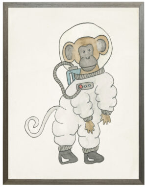Watercolor monkey astronaut