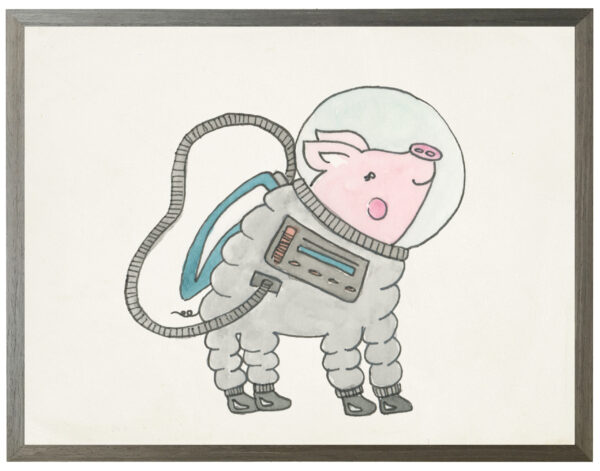 Watercolor pig astronaut