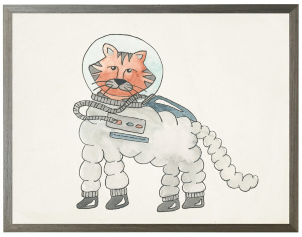 Watercolor tiger astronaut