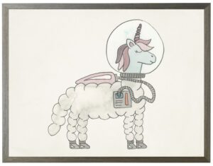 Watercolor unicorn astronaut