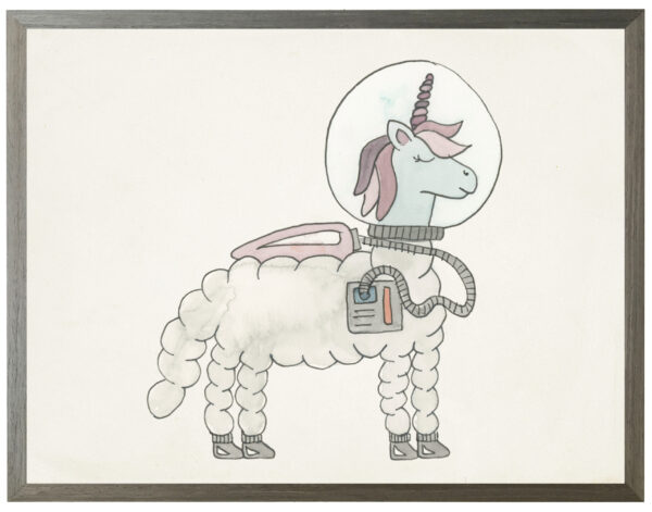 Watercolor unicorn astronaut