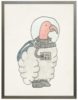 Watercolor vulture astronaut