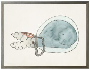 Watercolor whale astronaut