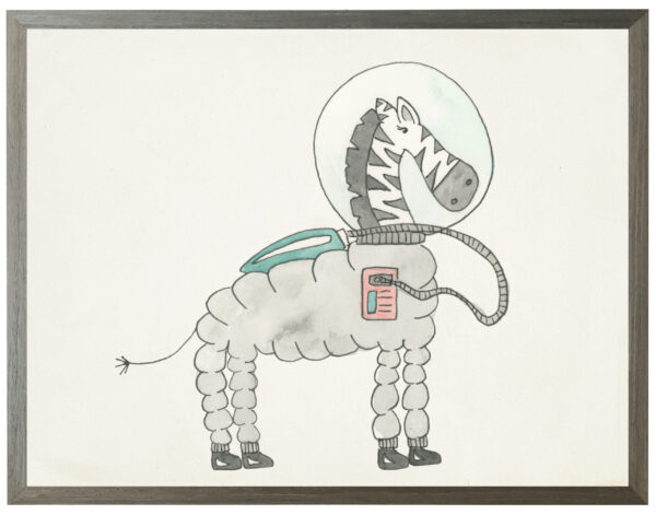 Watercolor zebra astronaut