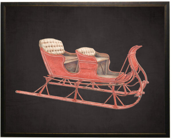 Vintage sleigh on a black background