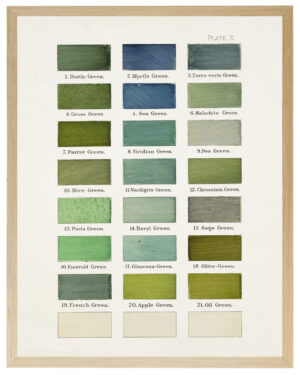 Greens painted color chart