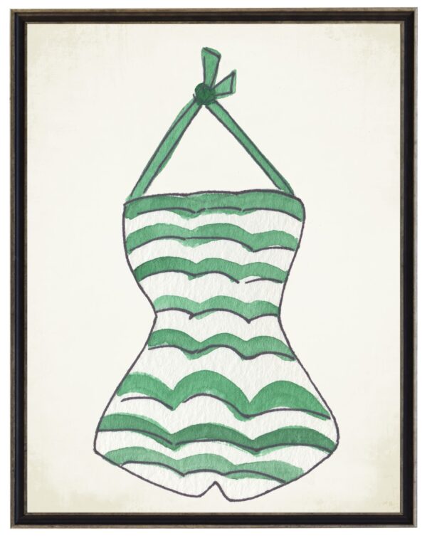 Green and white bathing suit