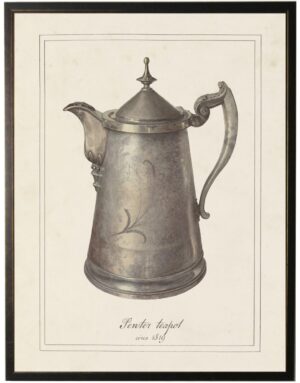 Watercolor pewter tea pot painting