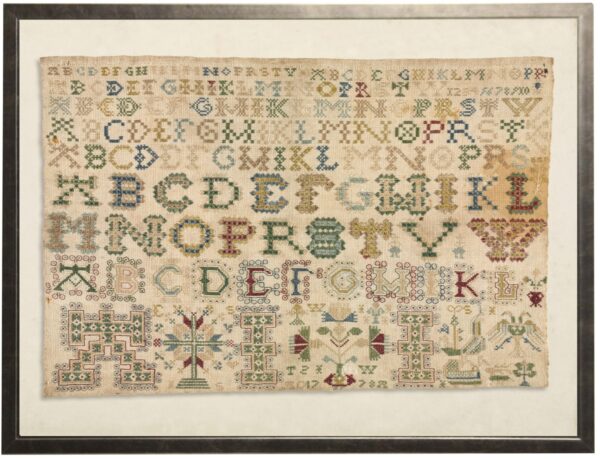 Vintage ABC sampler reproduction created in 1778