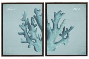 Watercolor diptych coral on a spa background A
