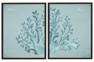 Watercolor diptych coral on a spa background C