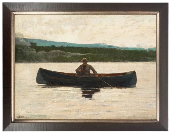 Vintage oil painting reproduction of a man in a boat