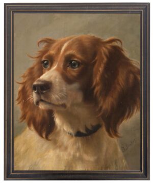 Vintage oil painting reproduction of a dog