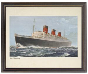 Vintage ship bookplate illustration