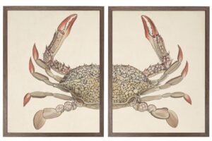 Vintage bookplate of a sea crab diptych