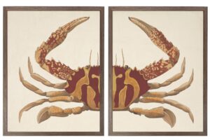 Vintage bookplate of a mud crab diptych