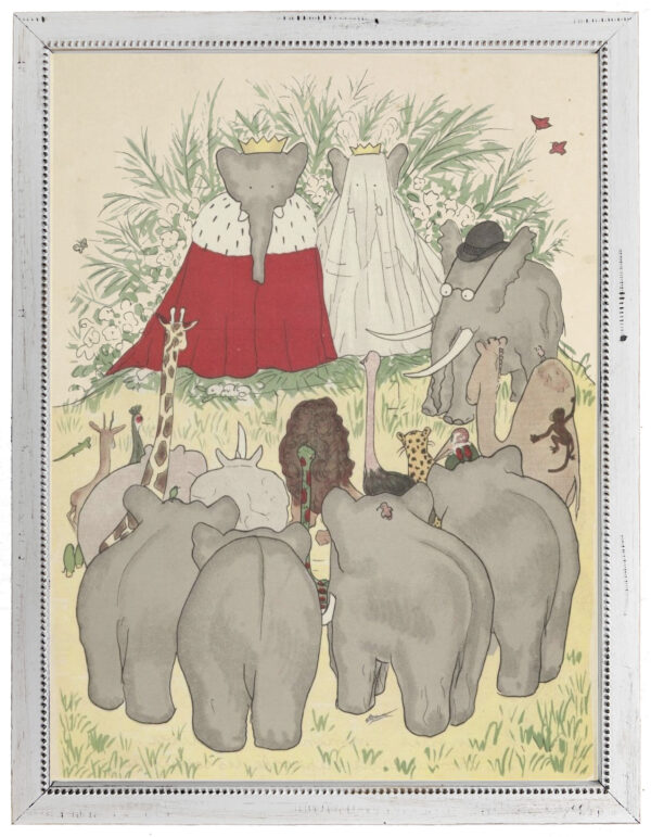 Vintage Historie de Babar illustration on a cream background