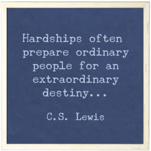 Square Indigo C.S. Lewis Hardships Quote