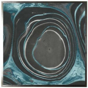 Square Black and Turquoise Marbling D