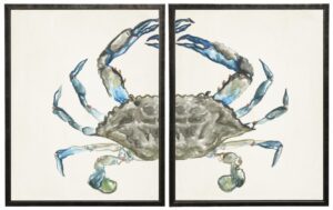 Watercolor diptych crab