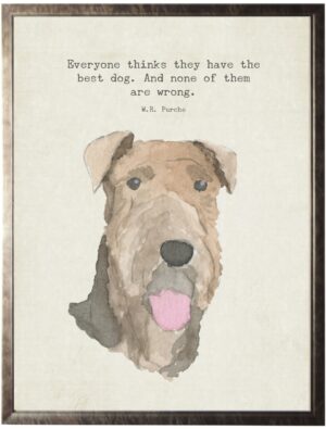 Watercolor brownTerrier dog with animal quote