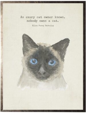 Watercolor Siamese cat with animal quote