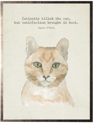Watercolor Tabby cat with animal quote
