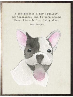 Waterolor black and white puppy with animal quote