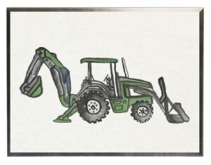 Watercolor Green bulldozer