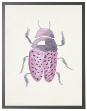 Watercolor purple fat beetle