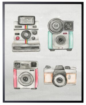 Four watercolor cameras