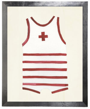 Red Men's Bathing Suit with Cross