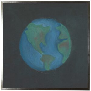 Pastel drawing of the Earth on black