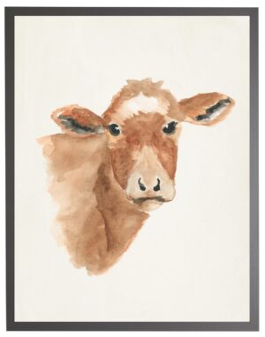 Watercolor brown cow