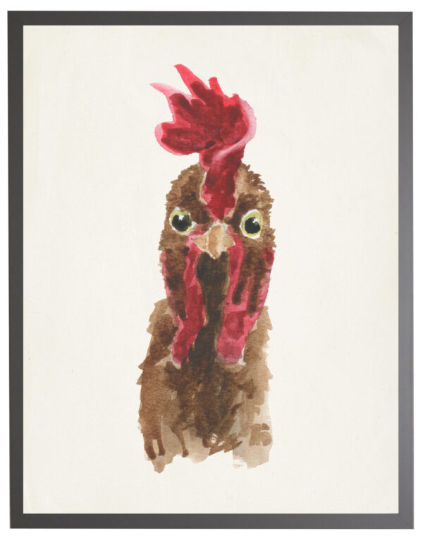 Watercolor brown rooster