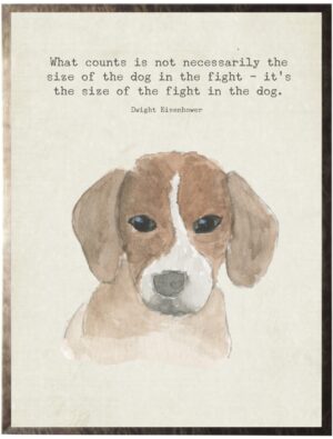 Watercolor brown Beagle dog with animal quote