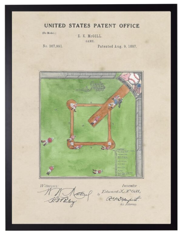 Watercolor Baseball game patent