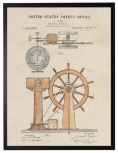 Watercolor Patent Ship Wheel