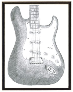 Black and white sketched guitar