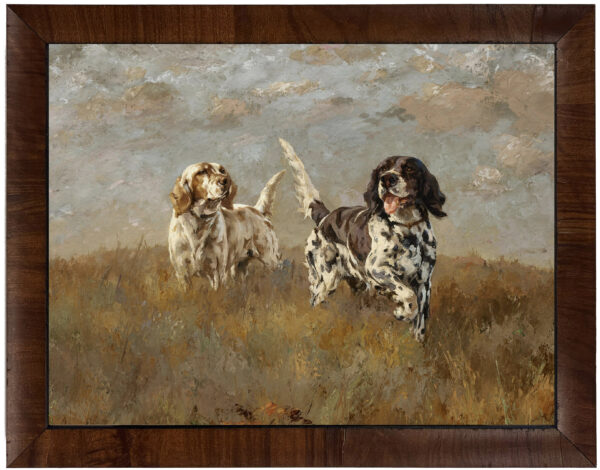 Vintage hunting dogs oil reproduction