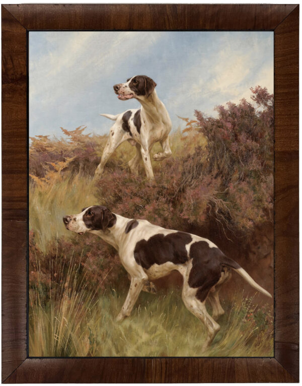 Vintage hunting dogs oil reproduction