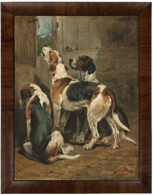 Vintage hound dog oil reproduction