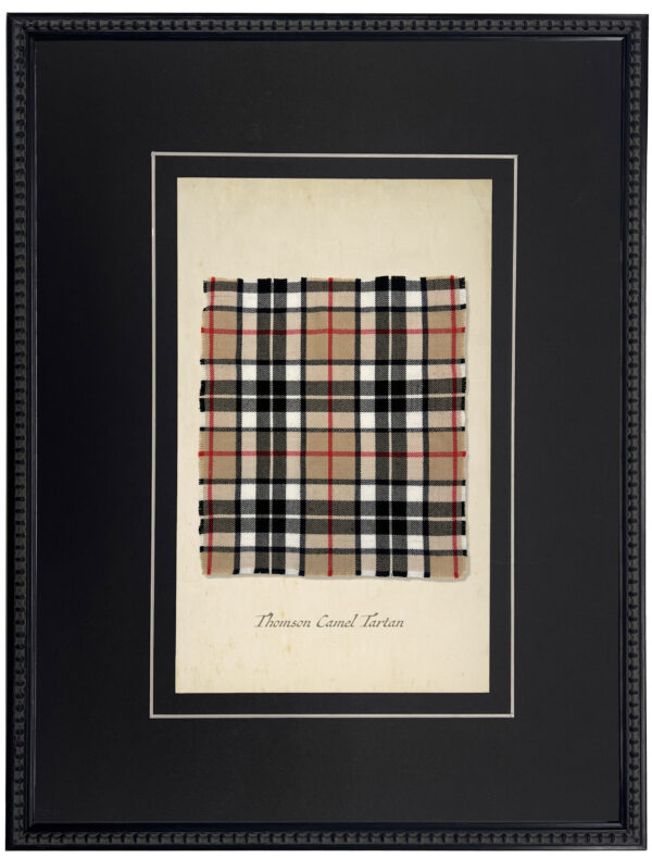 Thomson camel tartan plaid print matted with a black mat with a v-groove