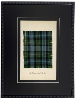 Forbes Ancient tartan plaid print matted with a black mat with a v-groove