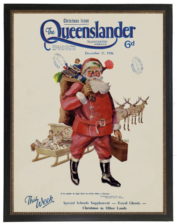 Vintage Queenslander magazine cover with Santa
