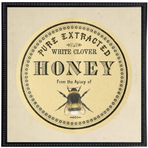 Vintage Honey Bee label with watercolor bee