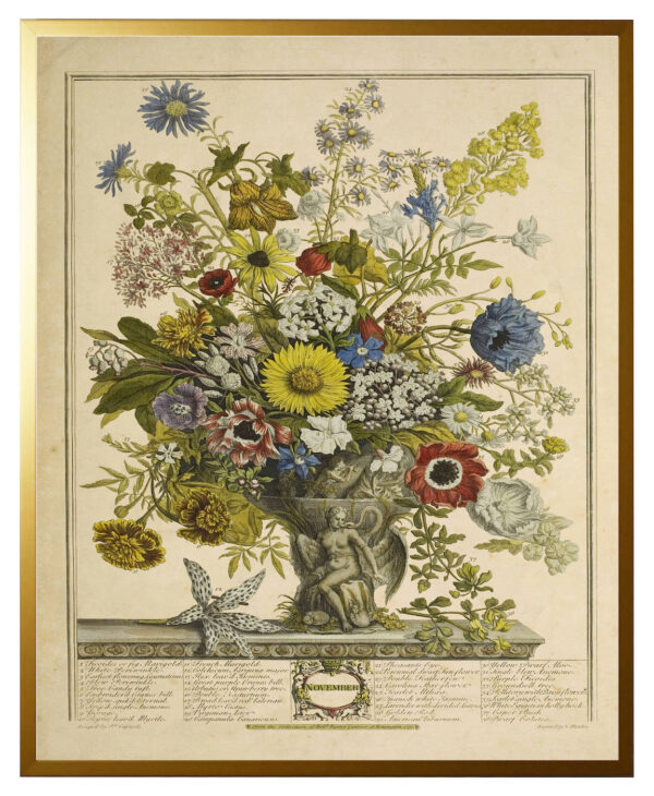 Vintage bookplate of a bouquet of flowers in vase
