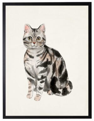 Watercolor American Shorthair cat
