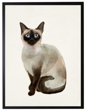 Watercolor Siamese cat